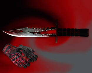 Штык-нож М9 «Трещина + «Перчатки спецназа | Кровавое кимоно»»